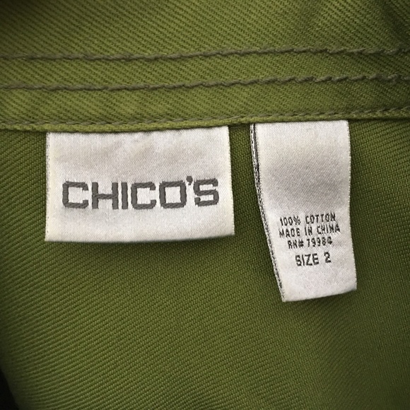 Chicos Sz 2 Large Denim Green Jacket Button up - Picture 5 of 5